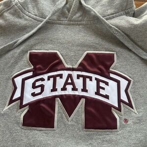 Mississippi State Bulldogs Embroidered Logo Antigua Gray Pullover Hoodie Size L